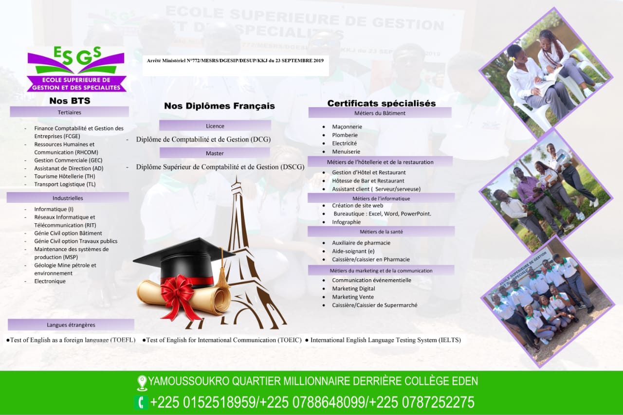 Brochure ESGS - Filières de Formation